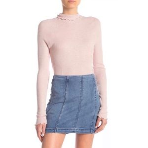 free people skyline pink turtle neck lettuce M